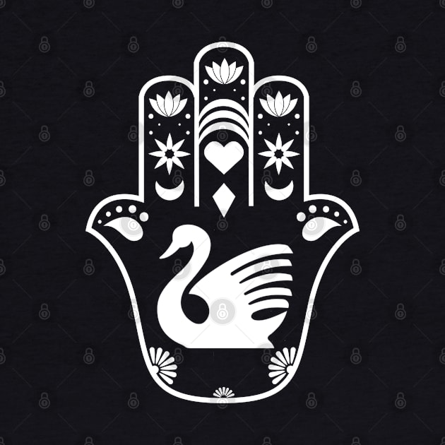 Light Swan Hamsa Hand by DreMagiO